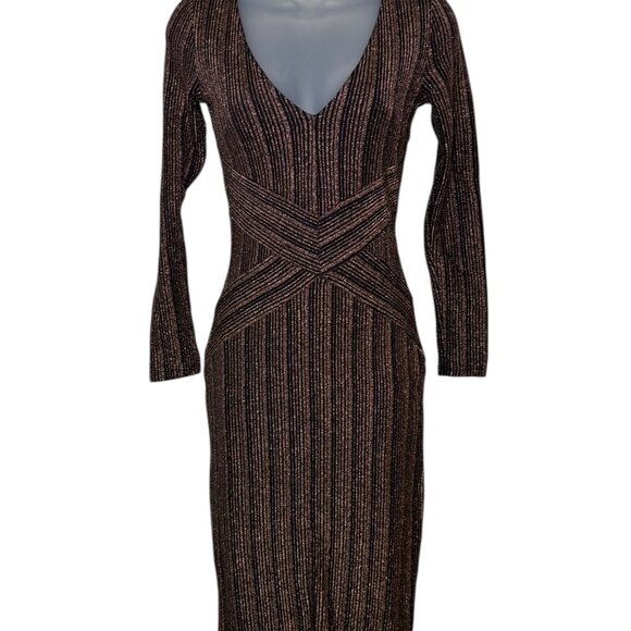 Rachel Roy Copper Quinn Metallic Knit Midi Dress Small - Picture 4 of 5